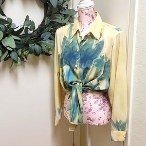 VTG | Watercolor Button Down Tunic Style Top